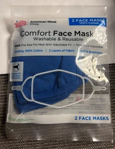 1 Pkg (2 Masken) Comfort Blue Erwachsene Gesichtsmaske waschbar und wiederverwendbar NEU - Bild 1 von 1