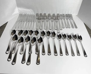 Bobby Flay CLASSICA Stainless Beveled Forks Spoons Knives Flatware 42 Pieces - Picture 1 of 17