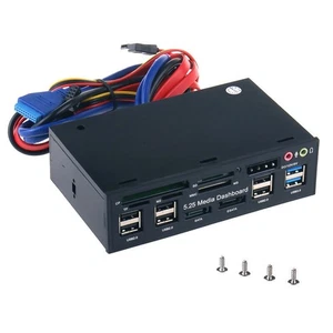 5.25" PC Front Panel Dashboard Media USB 3.0 Hub Audio Esata SATA Card Reader P - Afbeelding 1 van 13