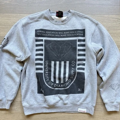 Camisa Diamond Supply Adulto Cinza Médio Moletom Crew Sweater - Imagem 1 de 4