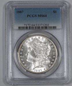 Dólar de plata Morgan 1887-P $1 graduación profesional MS64 Philadelphia tono como nuevo - Imagen 1 de 2