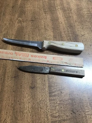 VTG Old Hickory Tru-Edge Fix Blade Knife Carbon Steel USA & Rogers High Carbon - Image 1 of 4