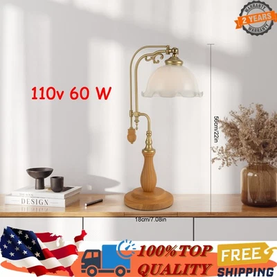 Lámpara de mesa de vidrio estilo Tiffany flor verde 60W vintage salas de estudio luz nocturna Foto 1 de 4