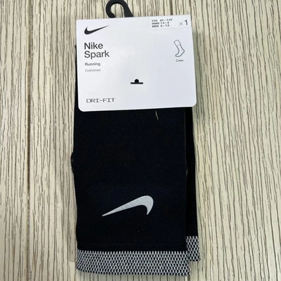 Nike Spark Running Socks Mens 6-7.5 Black Dri-FIT Cushioned Crew Performance - Image 1 of 4