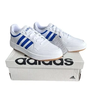 Adidas Hoops 3.0 Low Weiß/Blau/Gummi Herren Schuhe GY5435 Größe UK 10 Originalverpackt Neu - Bild 1 von 9