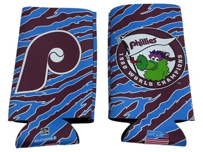 Lot of 2x Philadelphia Phillies 1980 World ChampionsTall bottle Cooler Koozie - Image 1 of 3