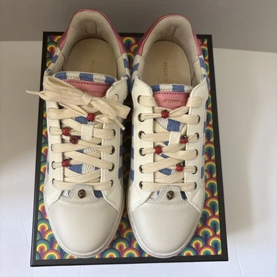 Kurt Geiger London Sneakers Ivory Leather Strawberry Bead Lace Sneakers Size-8 - Image 1 of 4