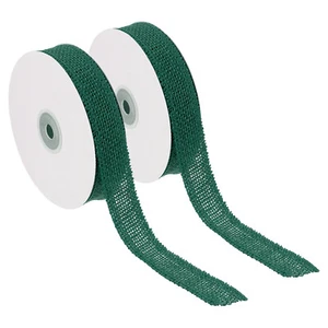 1" Wide 10 Yards Burlap Fabric Ribbon 2pcs Jute Crafts Roll Wrapping Green - Picture 1 of 5