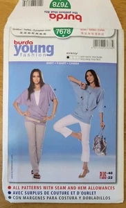 Camiseta Top Burda 7678 Banda Raglán Envoltura Sin Cortar Patrón de Costura Talla 10-22 - Imagen 1 de 7