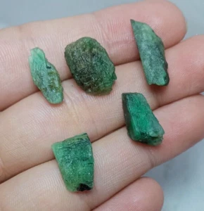 5 Pcs Emerald Rough, Zambian Emerald Rough, Emerald Rough For Jewelry, Rough M1. - Picture 1 of 5