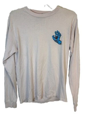 Camiseta masculina manga longa The Original Santa Cruz Screaming Hand rosa pequena - Imagem 1 de 4