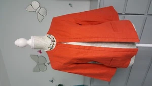 M&S Classic Orange jacket cardi top linen 10 ex con - Picture 1 of 5