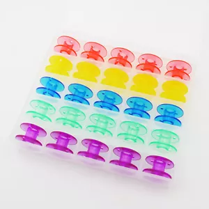 25 Pk. Singer Class 15 Color Bobbins With Clear Storage Box - Picture 1 of 2