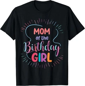 Mom Of The Cute Birthday Girl Colorful Matching Family T-Shirt Hoodie - Picture 1 of 8