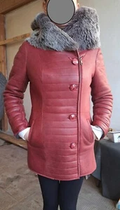 Damenmantel aus echtem Kalbleder Kaninchenfell XS/S, Zustand sehr gut - Bild 1 von 11