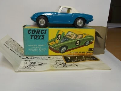 Corgi Toys No. 319, Lotus Elan Coupe, S2, Whit Datachable Chassis. Molto Rara. - Immagine 1 di 4
