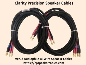 Clarity Precision Ver. 2 Bi-Wire Audiophile Speaker Cables - 6ft. Handmade - Picture 1 of 4