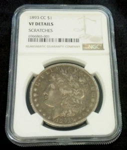 Dólar de plata Carson City Morgan 1893-CC NGC VF DETALLES ARAÑAZOS (2664) - Imagen 1 de 4