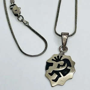 Sterling Silver 925 Kokopelli Pendant and Rope Chain Southwestern Native Style - Picture 1 of 10