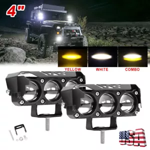 2X 4INCH LED WORK LIGHT BAR FLOOD SPOT COMBO PODS OFFROAD DRIVING TRUCK FOG LAMP - Picture 1 of 9