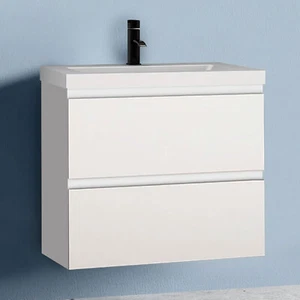 50/60/80/100cm Vanity Unit Basin Sink Wall Hung Two Drawers Bathroom Cabinet - Picture 1 of 59