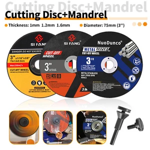5/10/20Pc 75mm Metal Cut Off Wheel Disc With 1/4'' Shank Mandrel For Rotary Tool - Picture 1 of 19