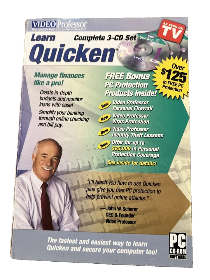 VIDEO PROFESSOR Learn Quicken Complete 3-CD Set - Manage Finances Like a Pro - Image 1 of 4