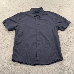 7 Diamonds Shirt Men's XL Button Up Slim Fit Short Sleeve Blue Stretch - Picture 1 of 11