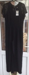IV In Vogue Paris Size Large Black Lace Detail Evening Wear Jumpsuit. f - Picture 1 of 10