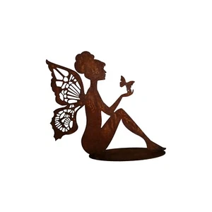 Edelrost Elfe Figur Fee Metall Rost Dekoration Garten Deko 20x25cm - Bild 1 von 4