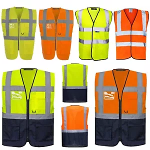 CHALECO HI VIS TRABAJO SEGURIDAD CONTRATISTA ALTA VISIBILIDAD CHALECO CHAQUETA DE SEGURIDAD - Imagen 1 de 7