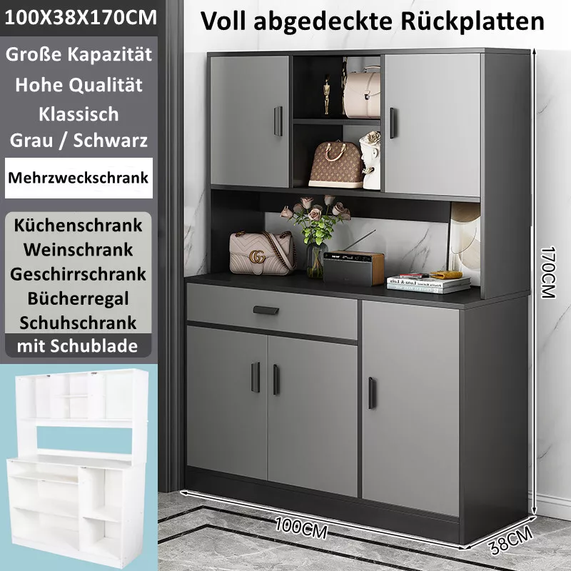 Küchenschrank Küchenbuffet Hochschrank Weinregal Mehrzweck Schrank 100x38x170cm - Bild 1 von 4