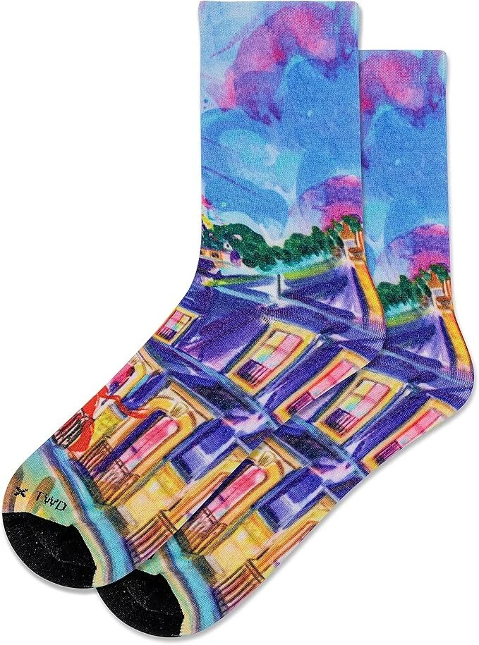 Hot Sox Twd Stop 2 Paris And London Spring Crew Calcetines 2 Pares, Azul, Para Mujer 4-10 Foto 1 de 1