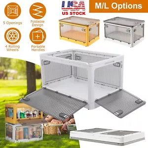 29/66L Stackable Storage Bins Closet Box w/ Lid+Wheels Holder Foldable Organizer - Picture 1 of 24