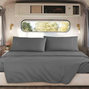 Grey RV Queen Sheets – Super Soft RV Short Queen Sheets for RV Camper, 4 Piece 1 - Picture 1 of 7