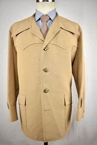 1970's Soundings Light Brown Polyester Four Button Two Pc Western Suit Size: 46S - Picture 1 of 12