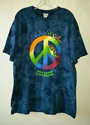 Bonita Camiseta MGM GRAND LAS VEGAS RAINFOREST CAFÉ L Arco Iris Letrero de Paz con Rana Foto 1 de 4