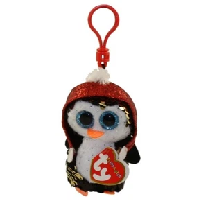 Peluche de lentejuelas TY Flippables - GALE el pingüino con sombrero de Navidad (clip para llaves) - Imagen 1 de 1