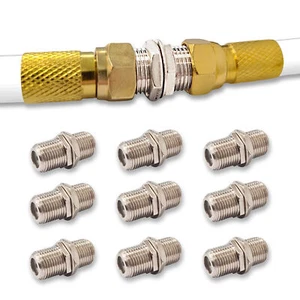 10x F-Verbinder F-Kupplung Verlängerung F-Buchse Adapter Koaxialkabel SAT-Kabel - Bild 1 von 4