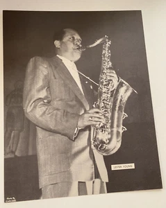 Lester Young Jazz Tenor Saxophonist, Vintage Cardstock Photograph 8.25" x 10.5" - Picture 1 of 3