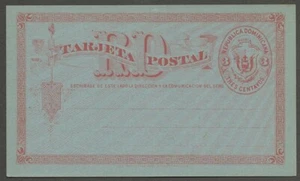 AOP Domicana 1881 3c red on blue grey postal card HG 2 - Picture 1 of 2