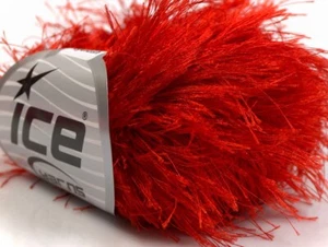 LOT OF 8 Ice LONG EYELASH Yarn #13278 RED Soft & Luxurious - Picture 1 of 4