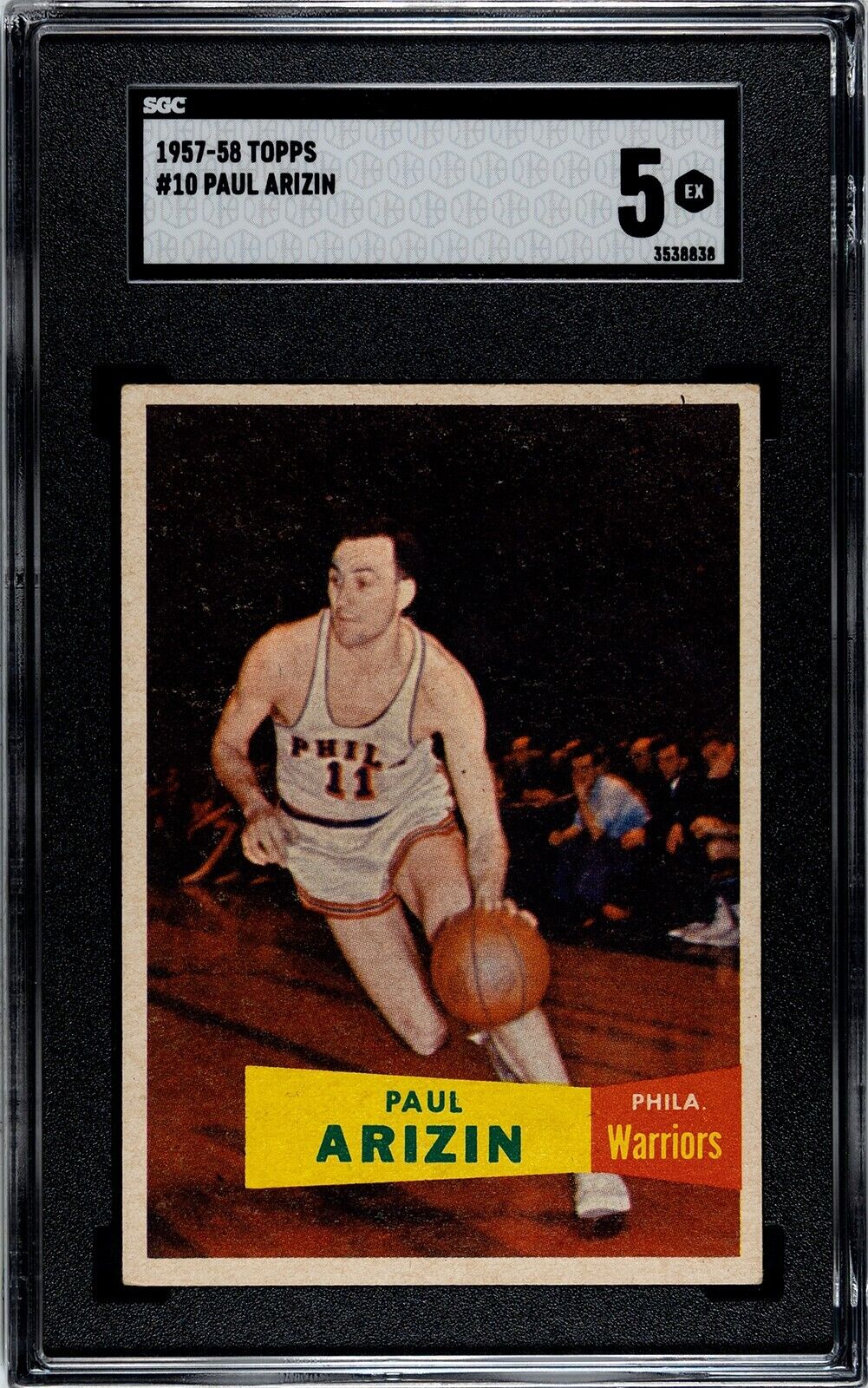 1957-58 Topps Paul Arizin #10 Rookie Warriors SGC 5