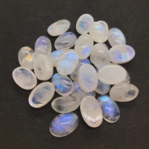 Natural Rainbow Moonstone Oval Flat Back AAA Loose Gemstone For Making Jewelry - Imagen 1 de 24