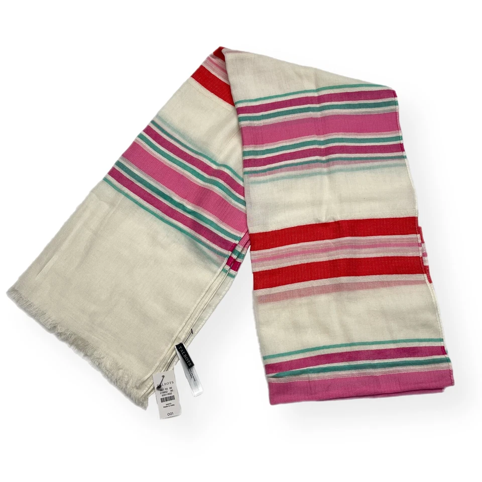 Talbots Lightweight Scarf Shawl Cotton Rayon 17x72 Woven India Pink New with Tag - Image 1 of 4