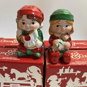 Weihnachtselfen Avon 1983 Claus & Company Weihnachtsmänner Helfer Salz und Pfeffer in Box - Bild 1 von 8