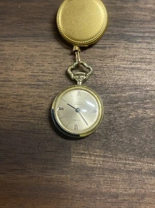 Antique Hoover 17 Jewels Blue Gold Leaf Enamel Ladies Pocket Watch Windup. - Picture 1 of 17