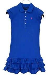 RALPH LAUREN Kid's Girl's Polo Neck Blue Dress Size 6 y.o - Picture 1 of 8