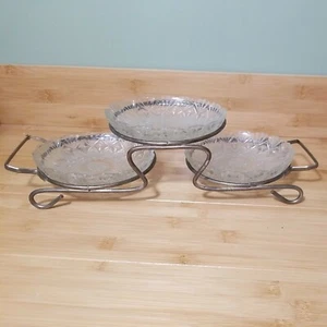 Vintage Serving Dish Set with Metal Rack - 4 Pcs. Appetizer Serving Bowls Set.  - Picture 1 of 9