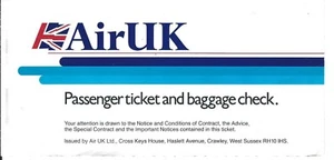 Airline Ticket - Air UK - Blue Stripes - 4 Flight Format - 1990 (T435) - Foto 1 di 1